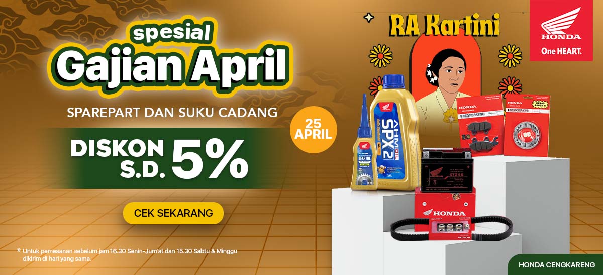 Gajian + diskon s.d. 5% untuk sparepart Motor Honda.