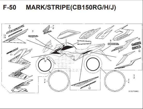 F50 – Mark/Stripe – Katalog Honda CB150R StreetFire K15G