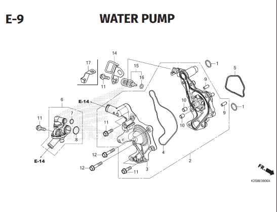 E-9 Water Pump – Katalog Honda Vario Evo 160 K2SM