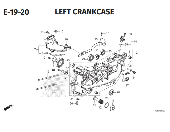 E-19-20 Left Crankcase – Katalog Honda Vario Evo 160 K2SM
