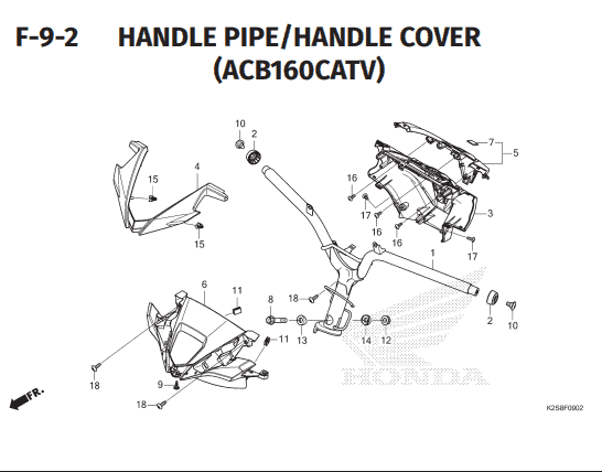 F-9-2 Handle Pipe / Handle Cover – Katalog Honda Vario Evo 160 K2SM ABS
