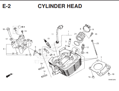 E-2 Cylinder Head – Katalog Honda CRF 150L K84F