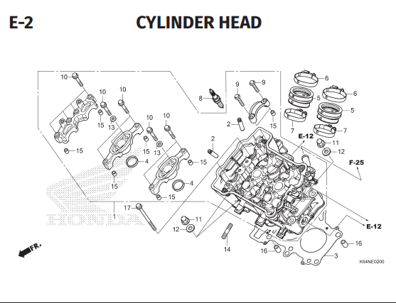 E-2 Cylinder Head – Katalog Honda CBR 250RR K64N