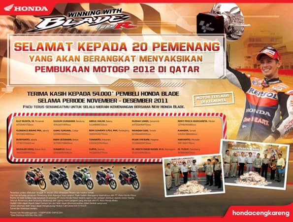 Selamat Kepada 20 Pemenang Nonton Langsung MotoGP 2012